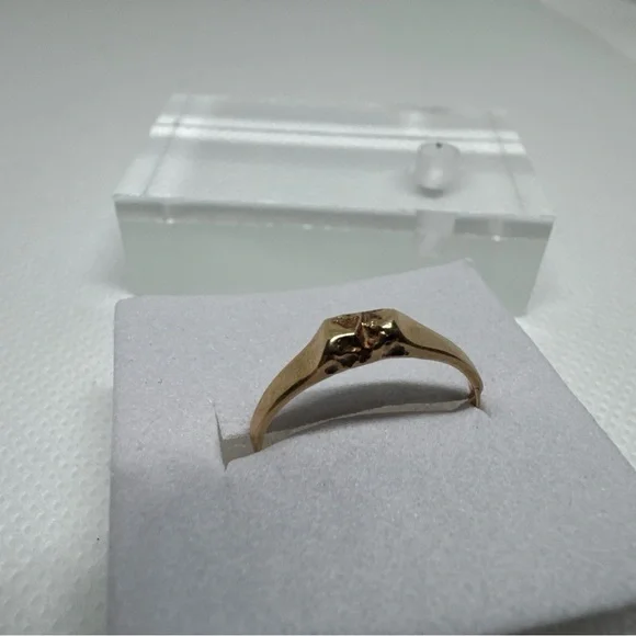 Vintage 14K Yellow Gold Nugget Style Ring Band 1.14 Grams Size 6, 585, European - Picture 5 of 14